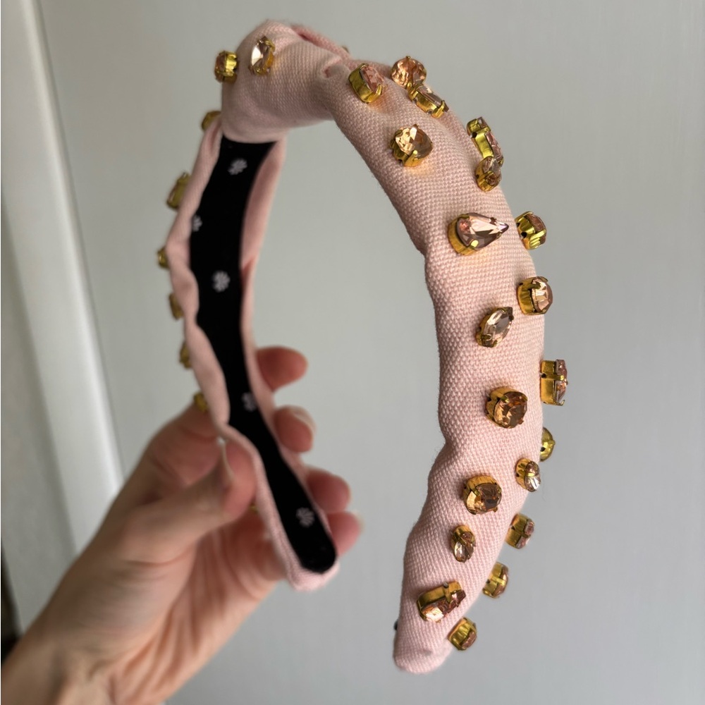 Lele Sadoughi Pink Woven Candy Jeweled Slim Knot Headband